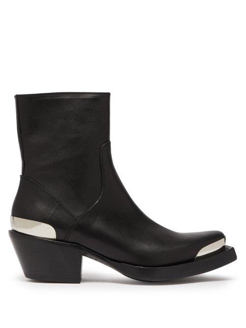 Matchesfashion.com Vetements - Metal Toecap Leather Western Boots - Womens - Black