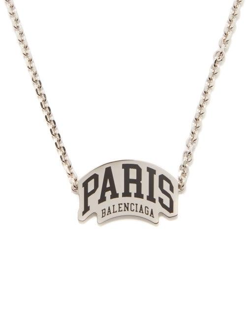 Balenciaga - Paris Logo Necklace - Womens - Silver