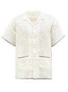 Harago - Short-sleeved Selvedge-linen Shirt - Mens - White