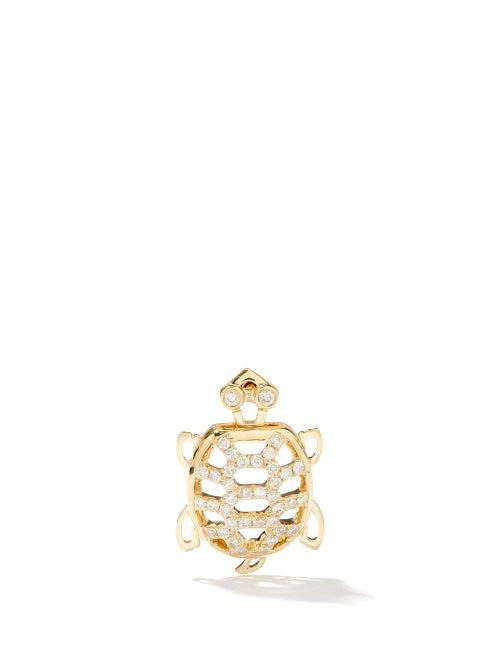 Yvonne Lon - Tortoise Diamond & 9kt Gold Single Earring - Womens - Yellow Gold