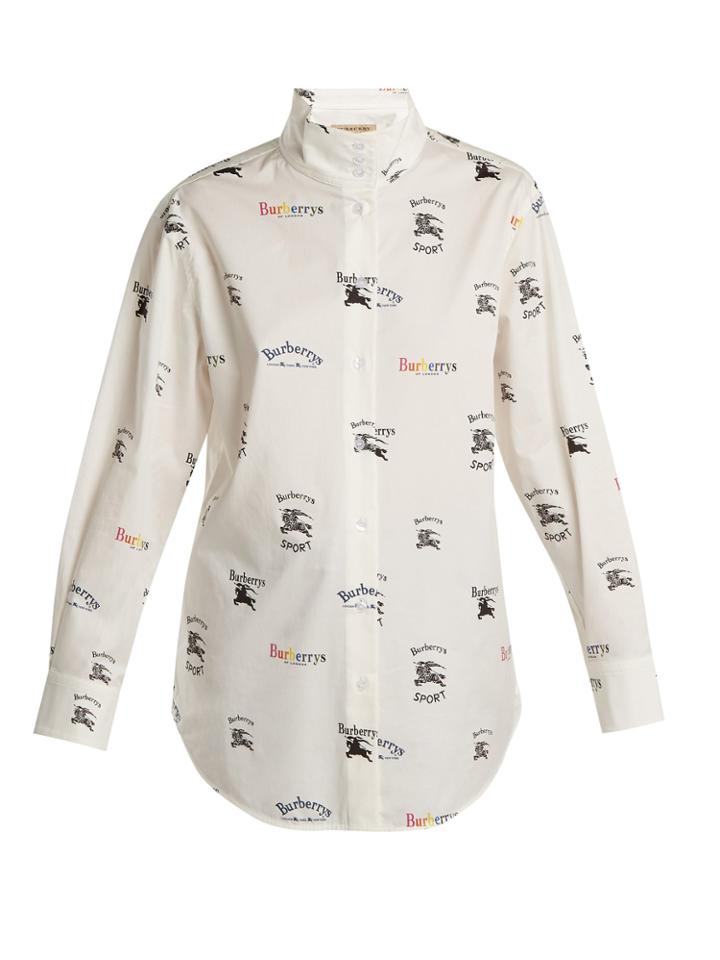 Burberry Triple Archive Logo-print Stretch-cotton Shirt