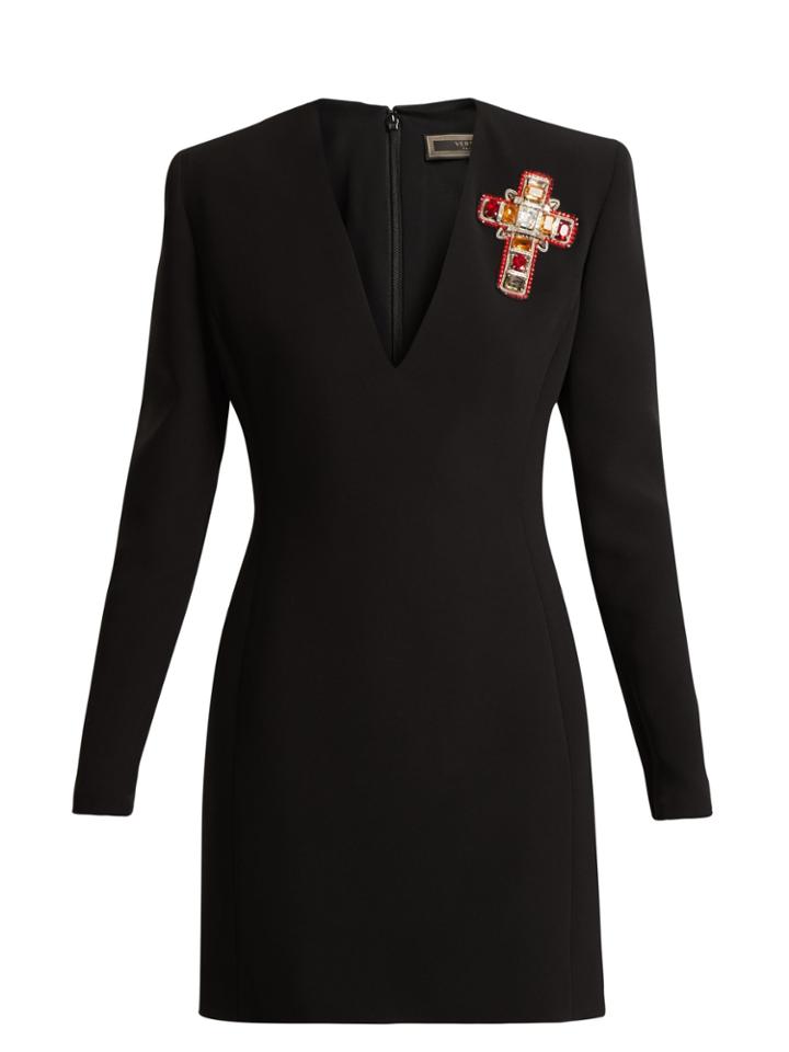 Versace Crystal-embellished Silk Dress
