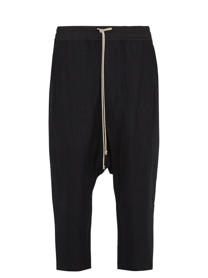Rick Owens Dropped-crotch Twill Cropped Trousers