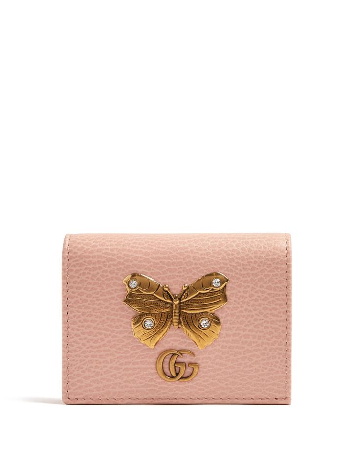 Gucci Butterfly-embellished Leather Wallet