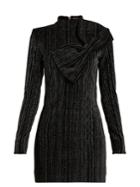 Balmain Striped Lurex Cotton-blend Mini Dress