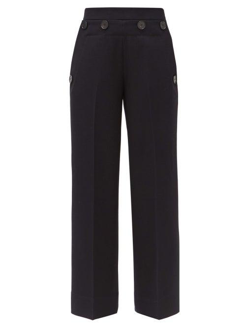 Matchesfashion.com Jil Sander - Wide-leg Button-panel Wool Trousers - Womens - Navy