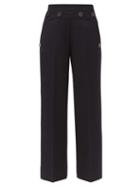Matchesfashion.com Jil Sander - Wide-leg Button-panel Wool Trousers - Womens - Navy