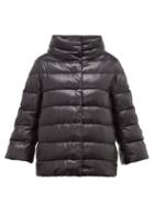 Matchesfashion.com Herno - Velvet Stripe Quilted Down Jacket - Womens - Black