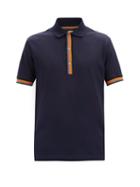 Matchesfashion.com Paul Smith - Artist-stripe Cotton-piqu Polo Shirt - Mens - Dark Navy