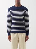 Sunspel - Breton-striped Cotton Sweater - Mens - Navy Stripe
