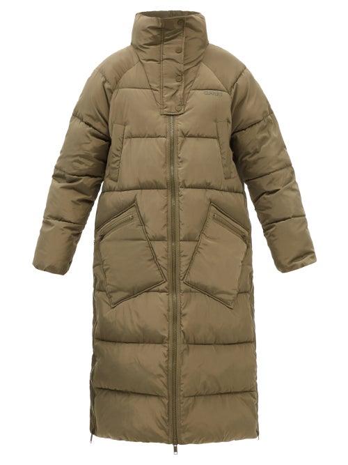 Ganni - Longline Recycled-fibre Padded Coat - Womens - Khaki