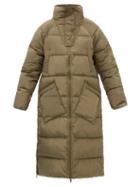 Ganni - Longline Recycled-fibre Padded Coat - Womens - Khaki