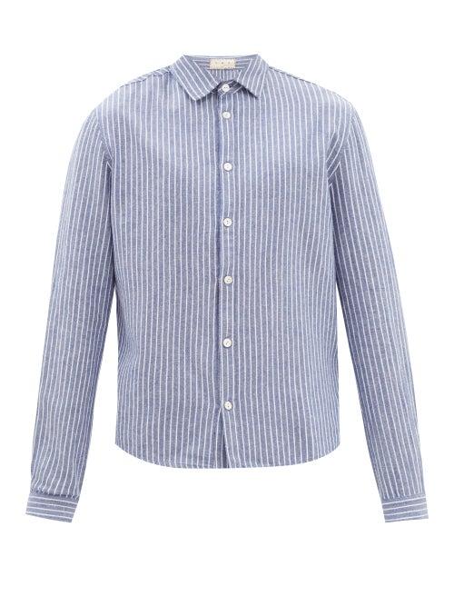 Smr Days - Holbox Striped Cotton-twill Shirt - Mens - Blue Stripe