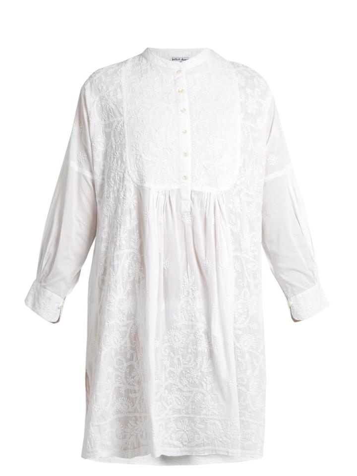 Juliet Dunn Embroidered Cotton-voile Kaftan