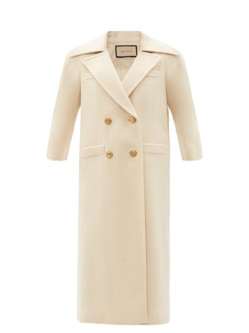 Gucci - Pleated-back Felted Wool-blend Coat - Womens - Ivory