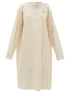 Matchesfashion.com Raf Simons - Tie-back Collarless Cotton-canvas Dress - Womens - Ivory