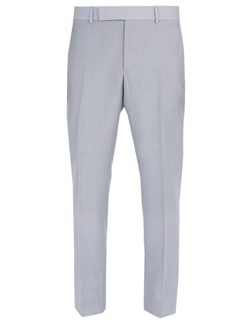 Matchesfashion.com Dunhill - Straight Leg Mohair Blend Trousers - Mens - Light Blue