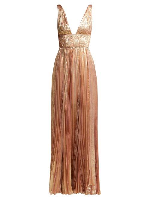 Matchesfashion.com Maria Lucia Hohan - Riley Metallic Silk Blend Gown - Womens - Light Pink