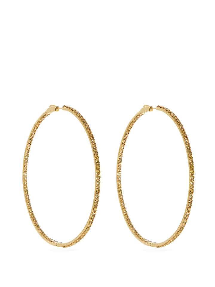 Lynn Ban 14kt Gold Vermeil And Sapphire-pav Hoop Earrings