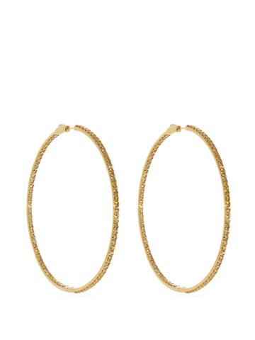 Lynn Ban 14kt Gold Vermeil And Sapphire-pav Hoop Earrings