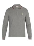Matchesfashion.com Moncler - Long Sleeve Cotton Piqu Polo Shirt - Mens - Light Grey