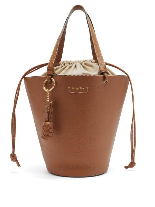 Matchesfashion.com See By Chlo - Cecilia Small Grained-leather Bucket Bag - Womens - Tan
