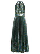 Matchesfashion.com Maria Lucia Hohan - Gwen Deep V Neck Pleated Lam Gown - Womens - Multi