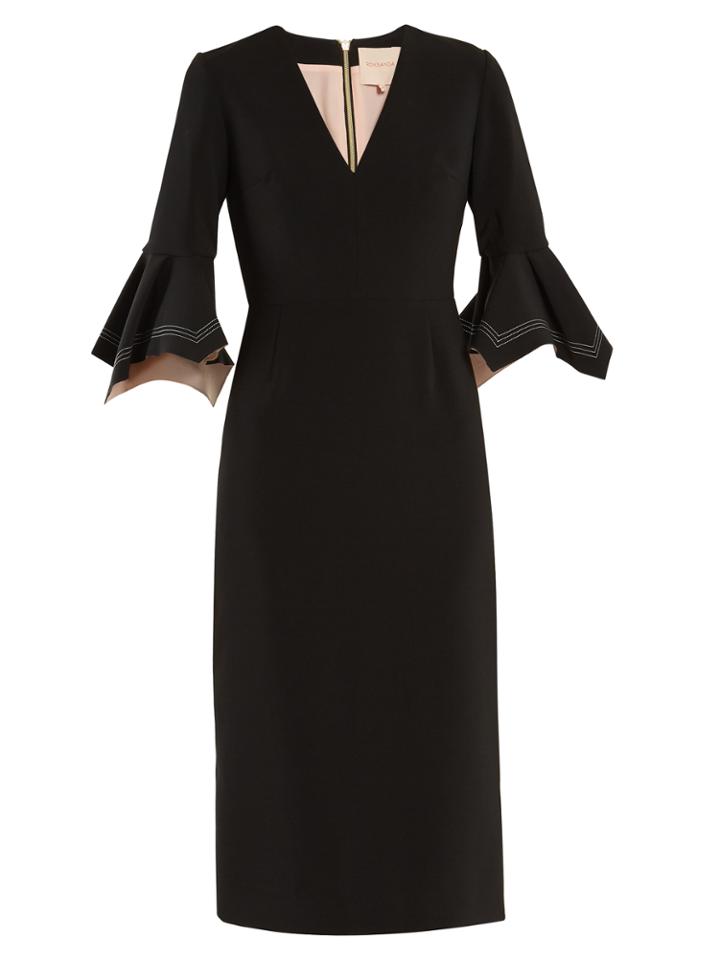 Roksanda Okoro V-neck Fluted Sleeves Midi Dress