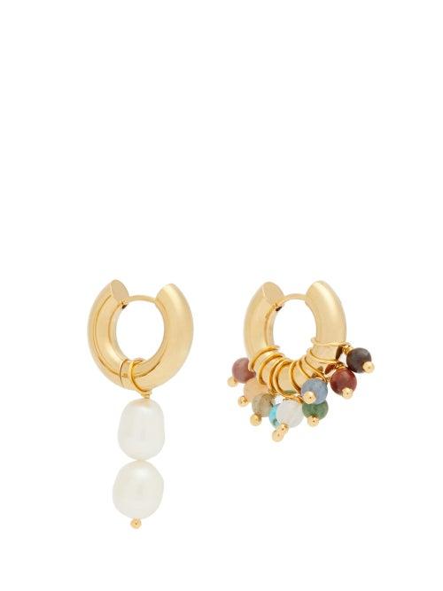 Matchesfashion.com Timeless Pearly - Mismatched Pearl & Glass Gold-plated Hoop Earrings - Womens - Gold