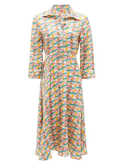 Matchesfashion.com Le Sirenuse, Positano - Lucy Balance-print Silk Shirt Dress - Womens - Pink Print