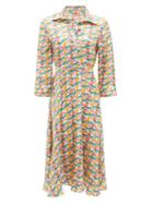 Matchesfashion.com Le Sirenuse, Positano - Lucy Balance-print Silk Shirt Dress - Womens - Pink Print