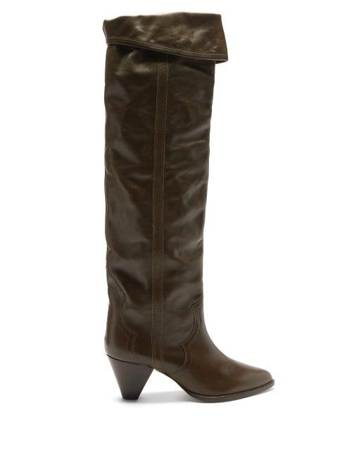 Matchesfashion.com Isabel Marant - Remko Leather Over-the-knee Boots - Womens - Dark Brown