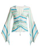 Matchesfashion.com Peter Pilotto - Striped Bell Sleeve Jersey Top - Womens - Green Stripe