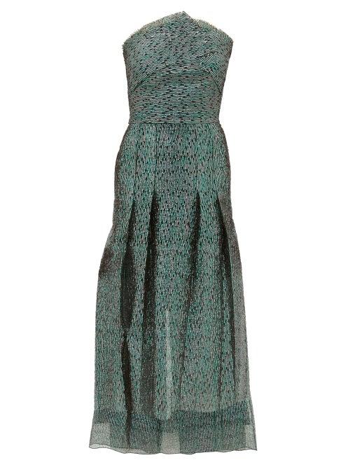 Matchesfashion.com Roland Mouret - Saranda Metallic Fil-coup Pleated Dress - Womens - Green