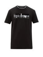 Matchesfashion.com Dolce & Gabbana - Logo Print Cotton Blend Jersey T Shirt - Mens - Black