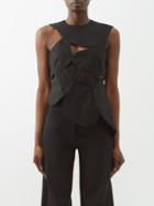 A.w.a.k.e. Mode - Archipelago Panelled Cotton-poplin Top - Womens - Black