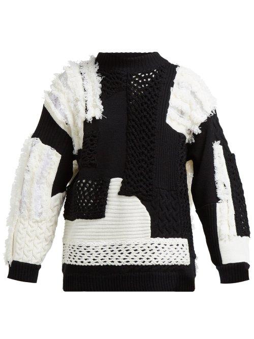 Matchesfashion.com Koch - Patchwork Wool Sweater - Womens - Black Multi