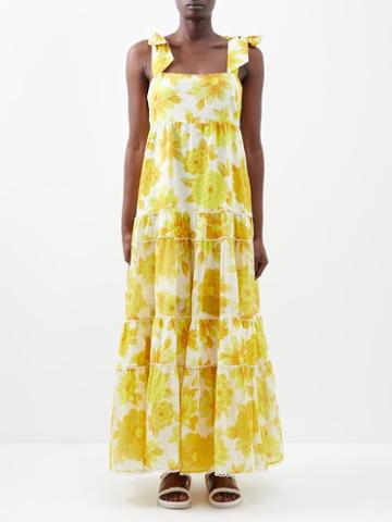 Ale Mais - Sonny Floral-print Maxi Dress - Womens - Yellow Multi