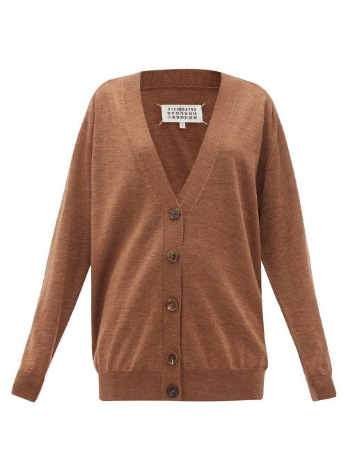 Matchesfashion.com Maison Margiela - V-neck Wool Cardigan - Womens - Brown