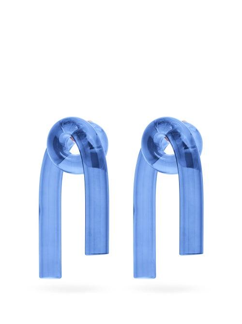 Matchesfashion.com Colville - Twisted-tube Acrylic Earrings - Womens - Blue