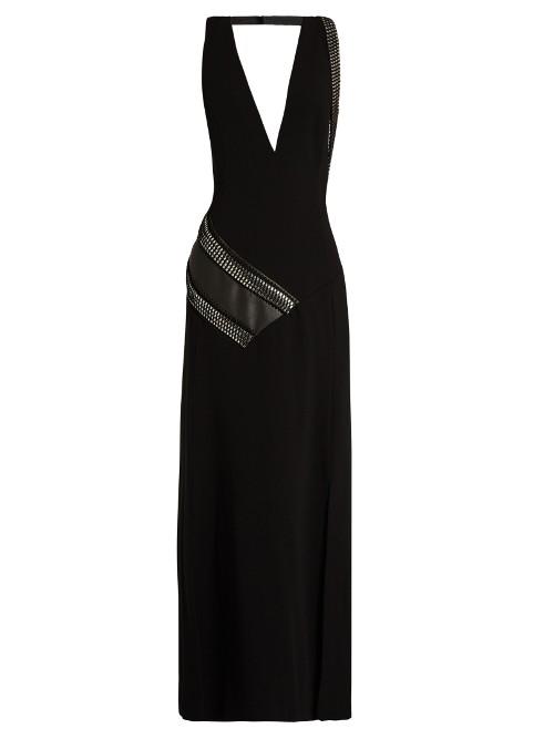 Mugler V-neck Chain-embellished Crepe Dress