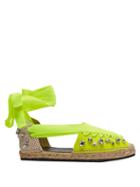 Matchesfashion.com Loewe Paula's Ibiza - Crystal-embellished Canvas & Jute Espadrilles - Womens - Yellow