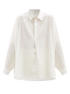 Matchesfashion.com Eskandar - Drop-shoulder Silk-crepe Blouse - Womens - White