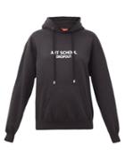 Matchesfashion.com Art School - Art School Dropout-print Cotton Hooded Sweatshirt - Womens - Black White