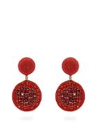 Matchesfashion.com Rebecca De Ravenel - Pomegranate Crystal Embellished Cord Clip Earrings - Womens - Red