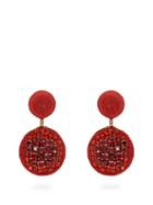 Matchesfashion.com Rebecca De Ravenel - Pomegranate Crystal Embellished Cord Clip Earrings - Womens - Red