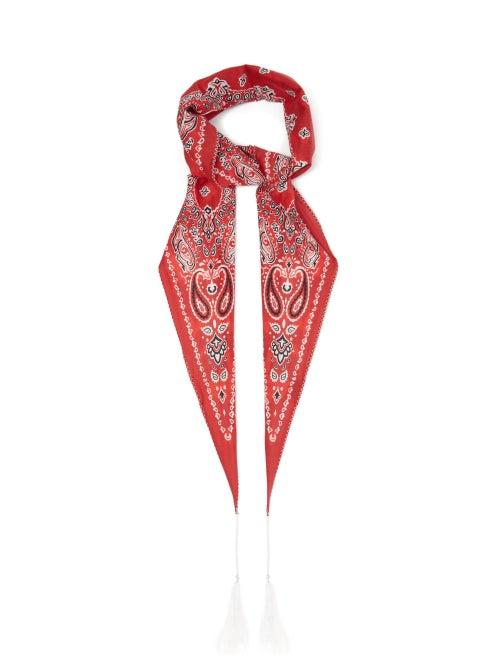 Matchesfashion.com Acne Studios - Varana Paisley-print Cotton-blend Poplin Scarf - Womens - Red