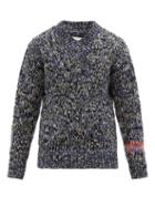 Jil Sander - V-neck Marled Sweater - Mens - Blue Multi