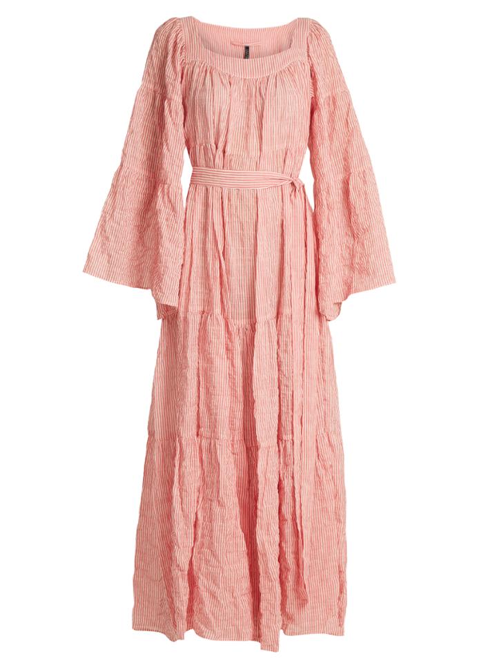 Lisa Marie Fernandez Ruffled Tie-waist Striped Dress