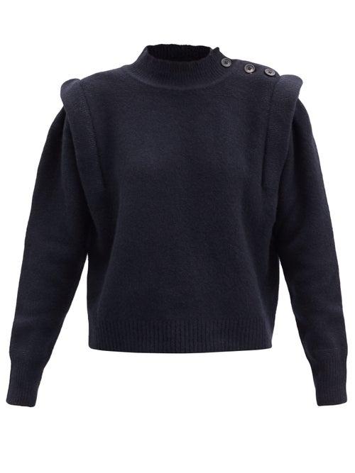 Matchesfashion.com Isabel Marant Toile - Meery Exaggerated-shoulder Wool-blend Sweater - Womens - Dark Grey